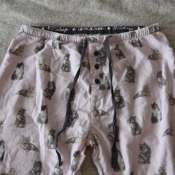P.J. Salvage Pink Feline Cats Soft Pajamas Set with Gray Trim Size S - Picture 12 of 14